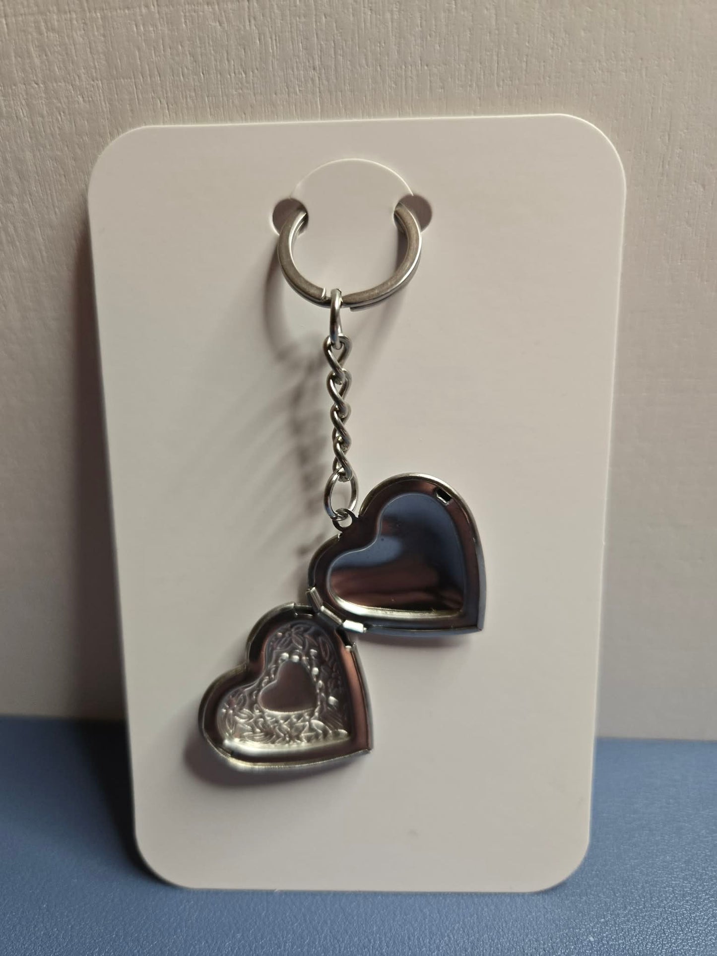 Silver Heart Locket Keychain
