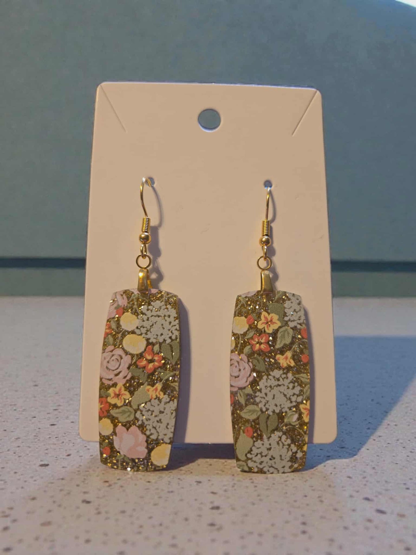 Golden Floral Dangle Earrings