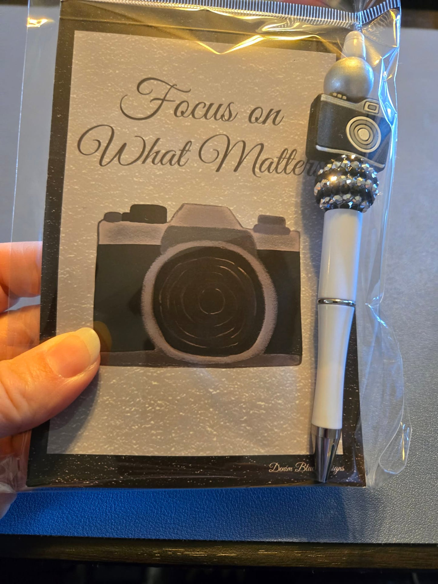 Hand Drawn Camera Notepad with Cover and Coordinating Pen
