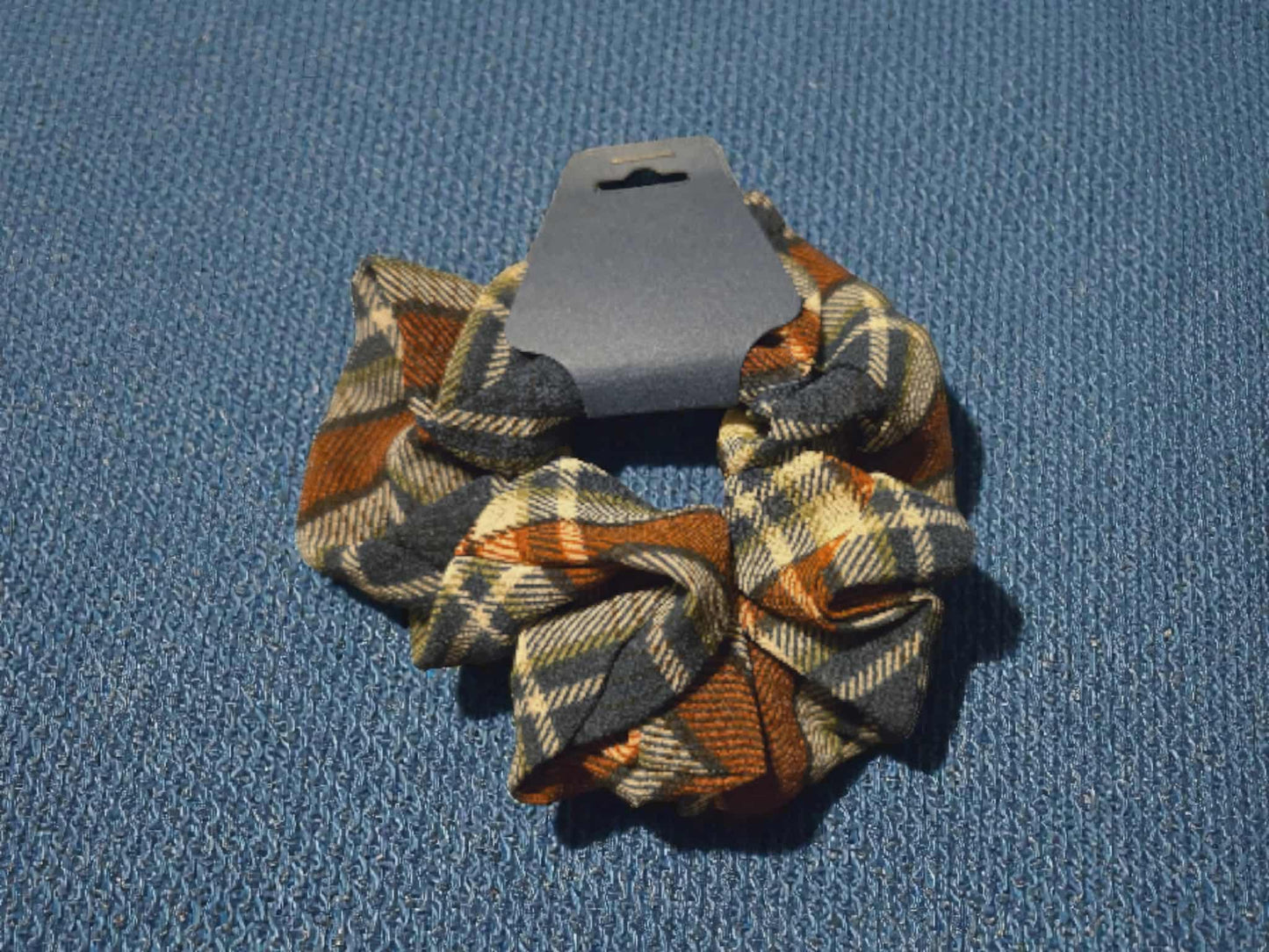 Blue and Brown Plaid Scrunchie