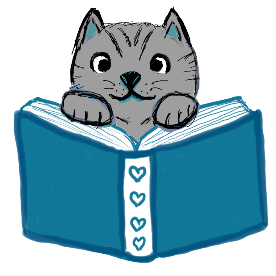 Hand Drawn Gray Reading Cat Vinyl Sticker