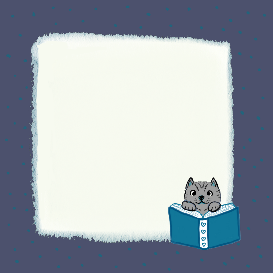 Hand Drawn Gray Bookish Cat Sticky Notes