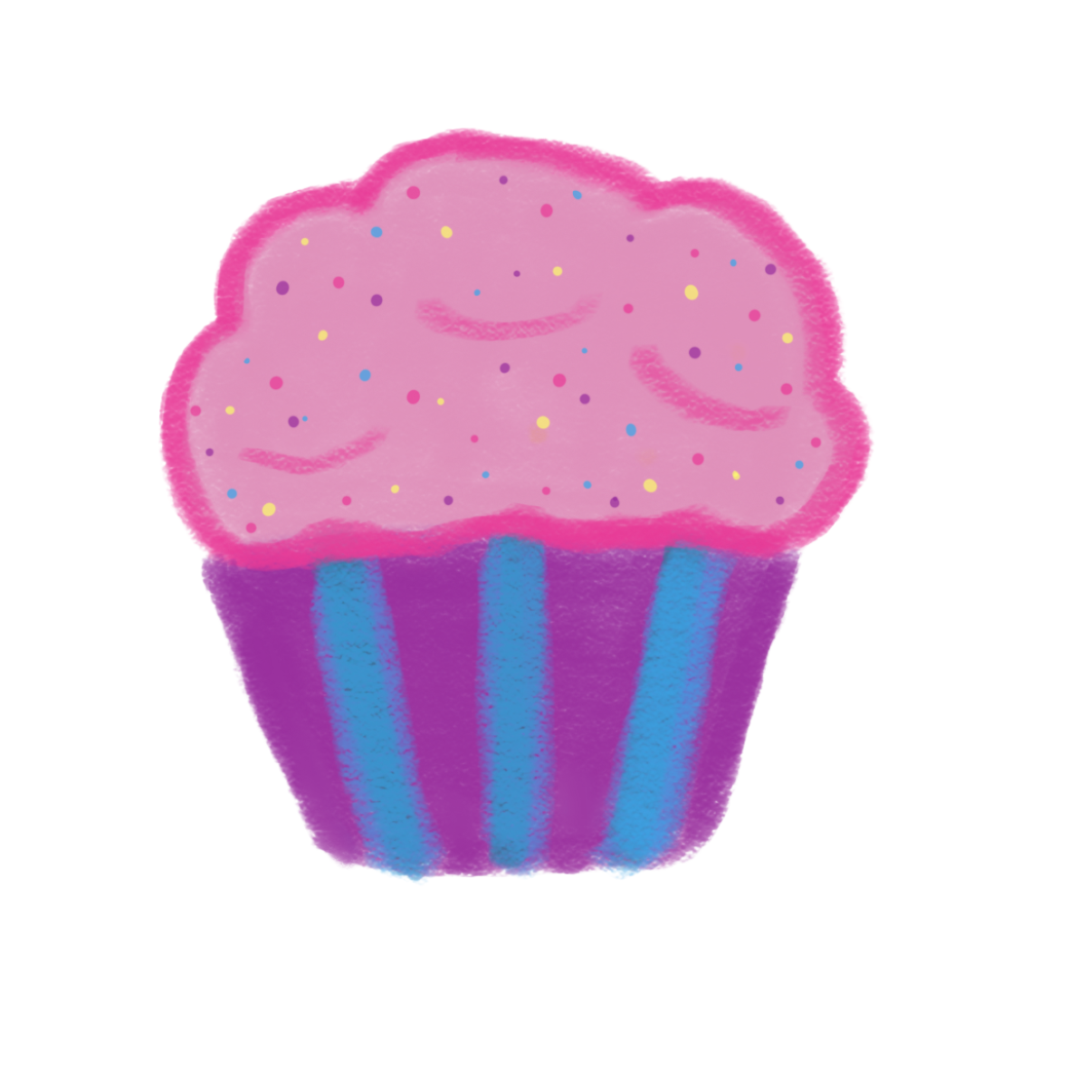 Hand Drawn Cupcake Button Keychain