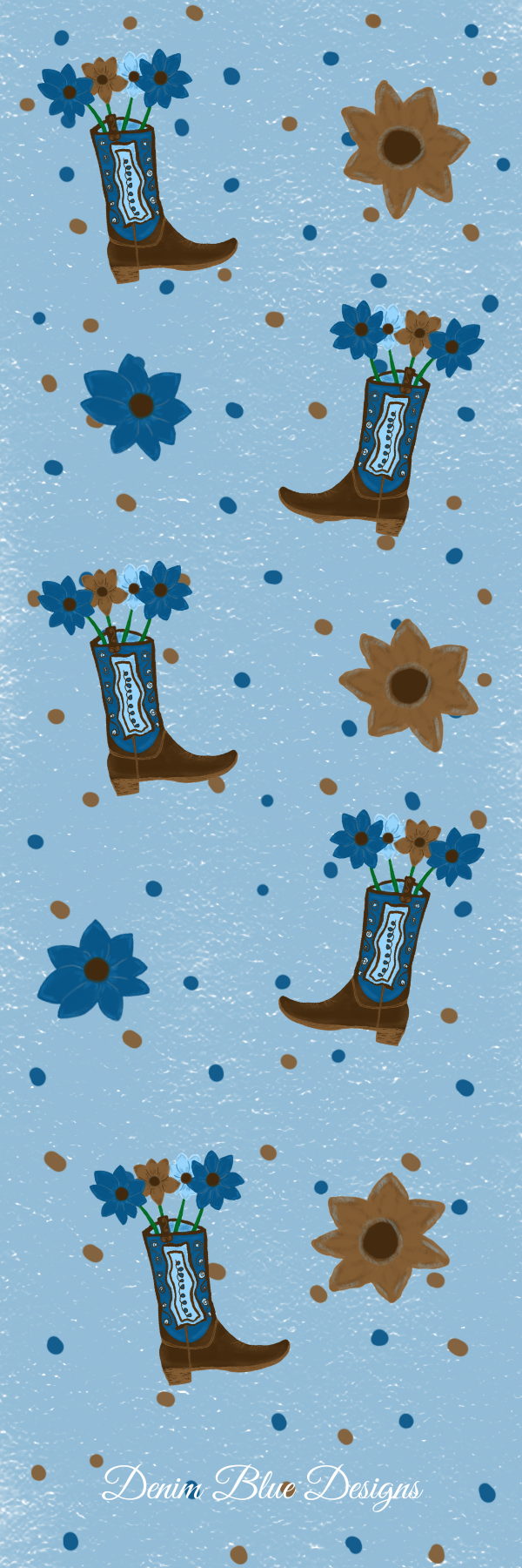 Hand Drawn Denim Blue Cowgirl Bookmark