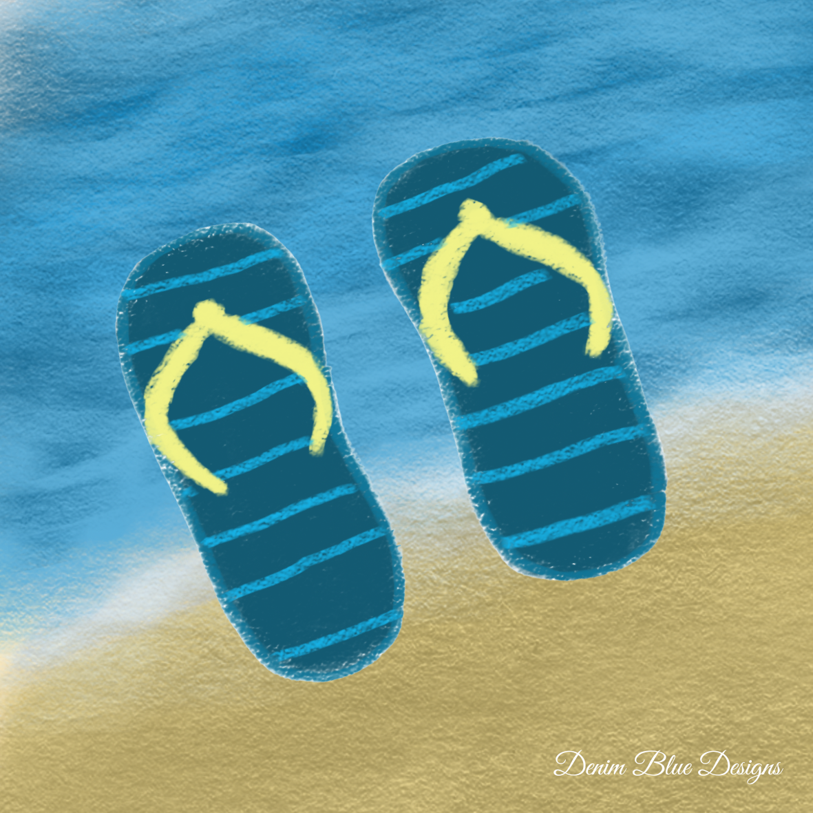 Hand Drawn Just Beach Flip Flop Vinyl Sticker