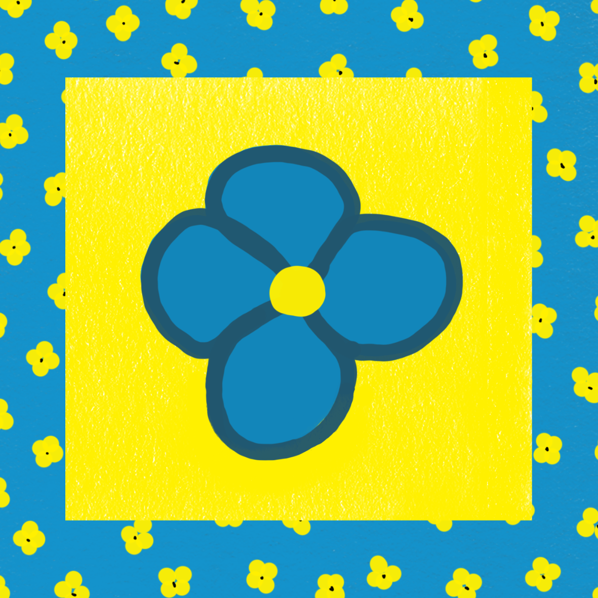 Hand Drawn Blue and Yellow Vinyl Sticker