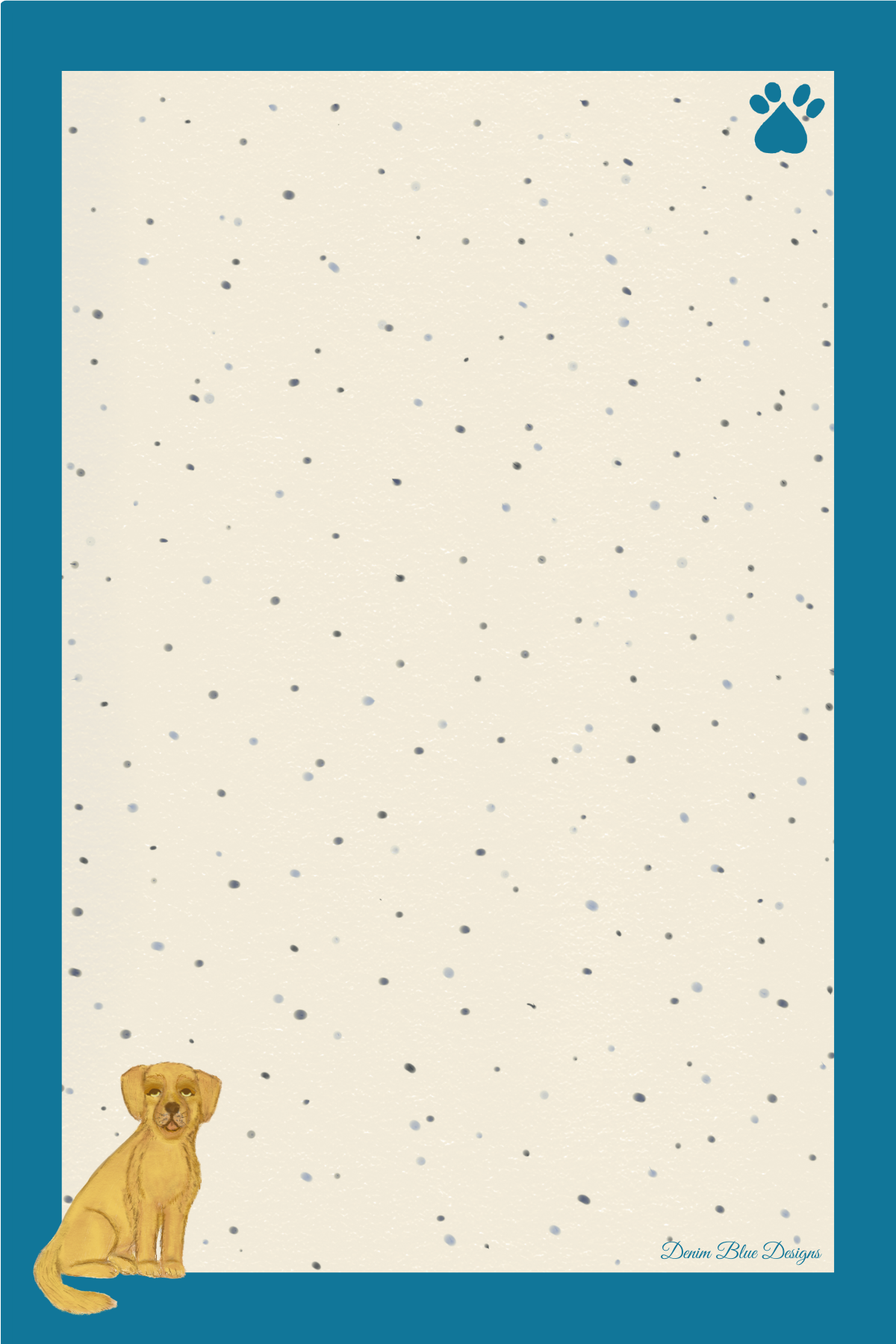 Hand Drawn Golden Retriever Notepad with Cover with Coordinating Pen (Pen Color and Beads Will Vary)