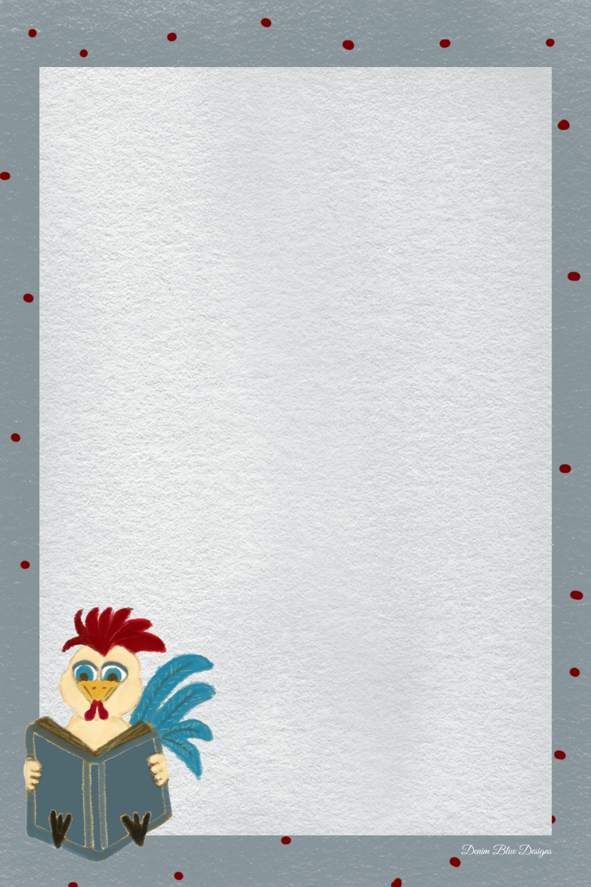 Hand Drawn Rooster Cutie Notepad with Cover and Matching Pen Set