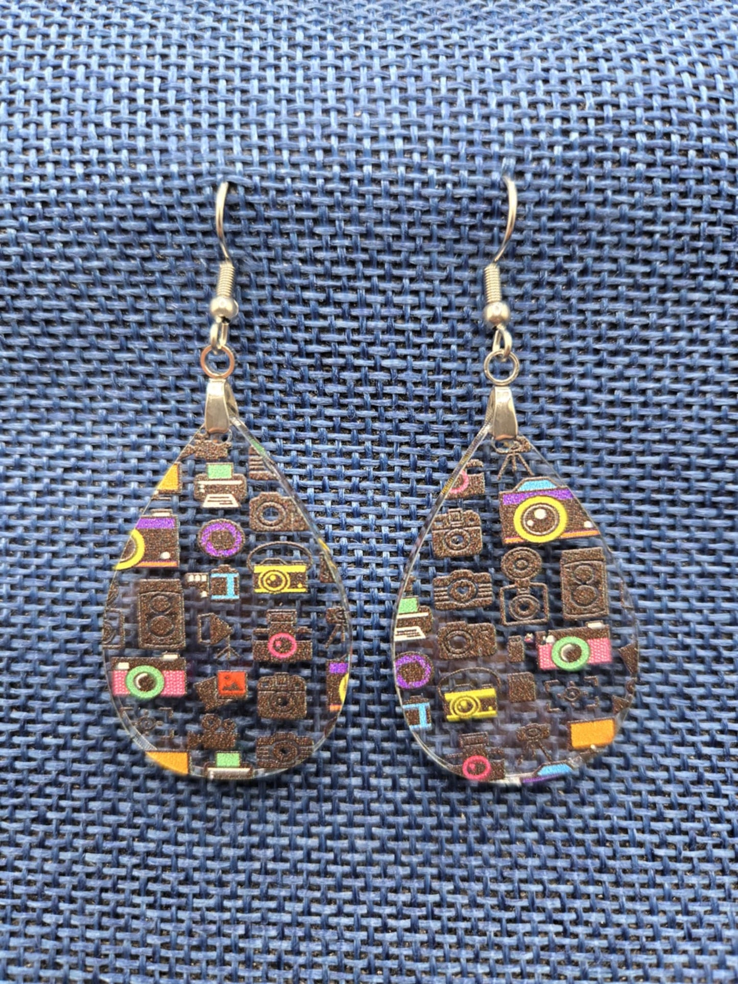 Colorful Cameras Dangle Stainless Steel Earrings