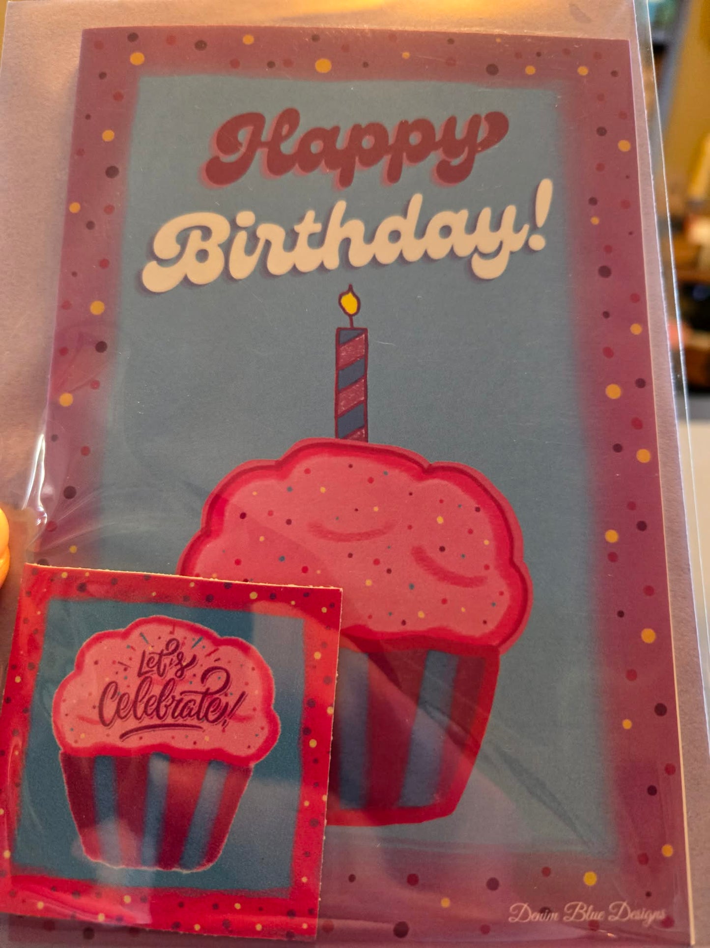 Hand Drawn Happy Birthday Card with Coordinating Sticker