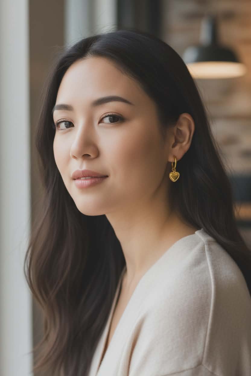 Heart Pendant Hoop Earrings