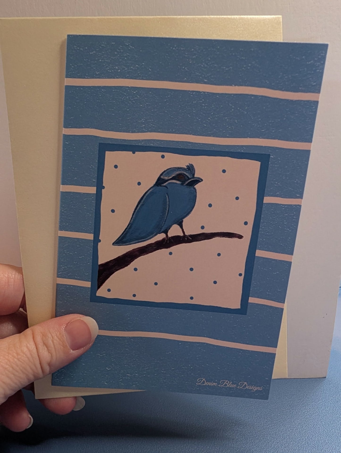 Denim Blue Bird Note Card with Coordinating Sticker