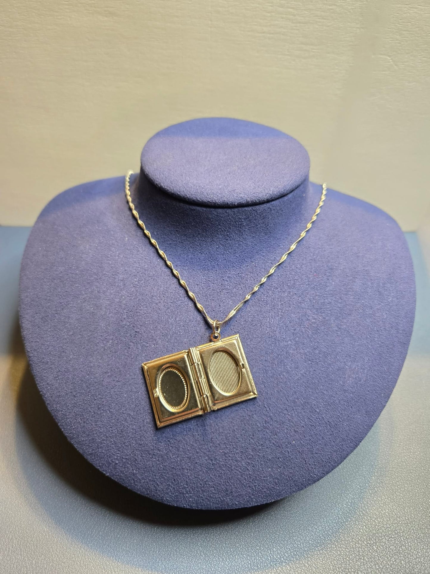 Silver Book Locket Necklace on Singapore Chain