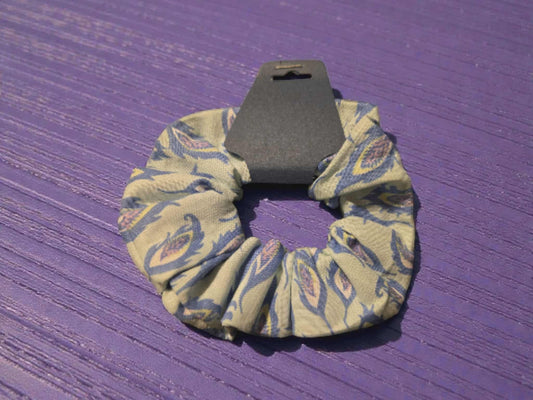 Pastel Purple and Blue Peacock Scrunchie