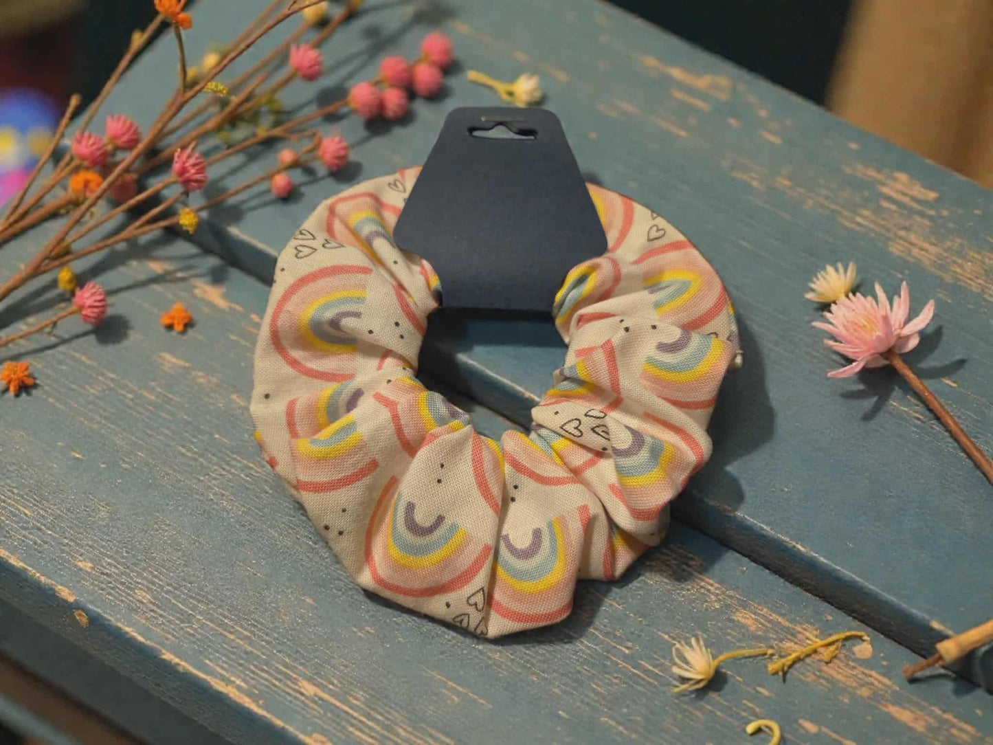 Pink Boho Rainbow Scrunchie
