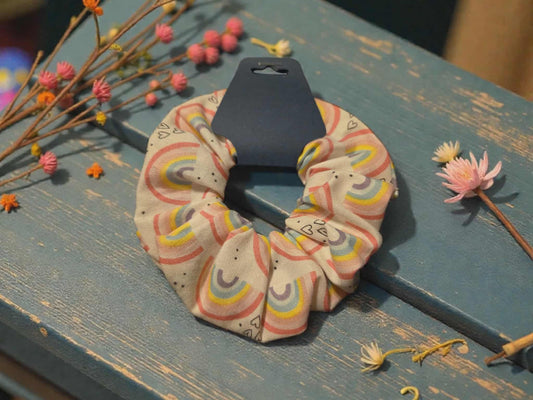 Pink Boho Rainbow Scrunchie