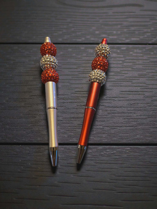 Red and Silver Sparkle Beaded Pen (Red or Silver Pen)