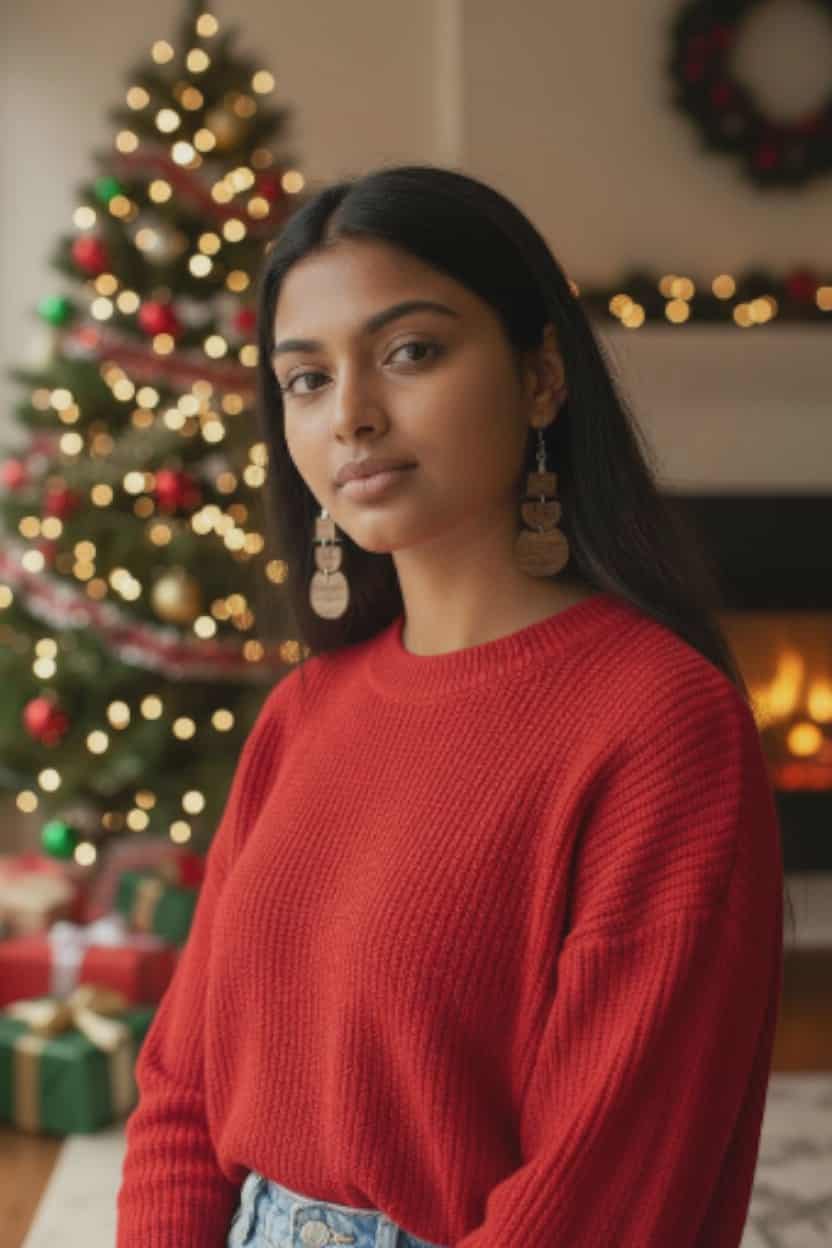 Wooden Snowman Dangle Earrings