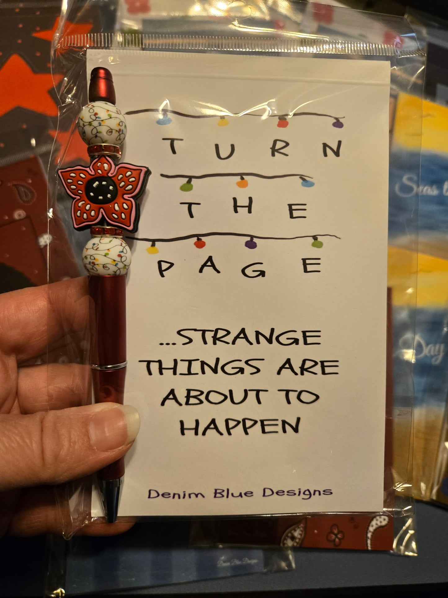 Hand Drawn "Turn the Page, Things Are About to Get Strange" Notepad with Cover with Coordinating Pen