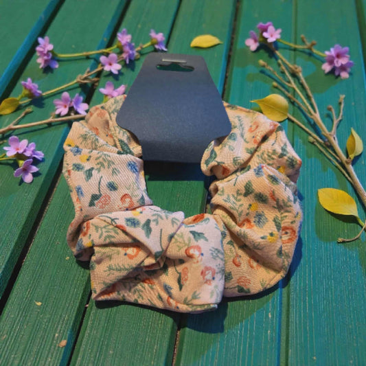 Pink Scrunchie with Pink Floral Pattern