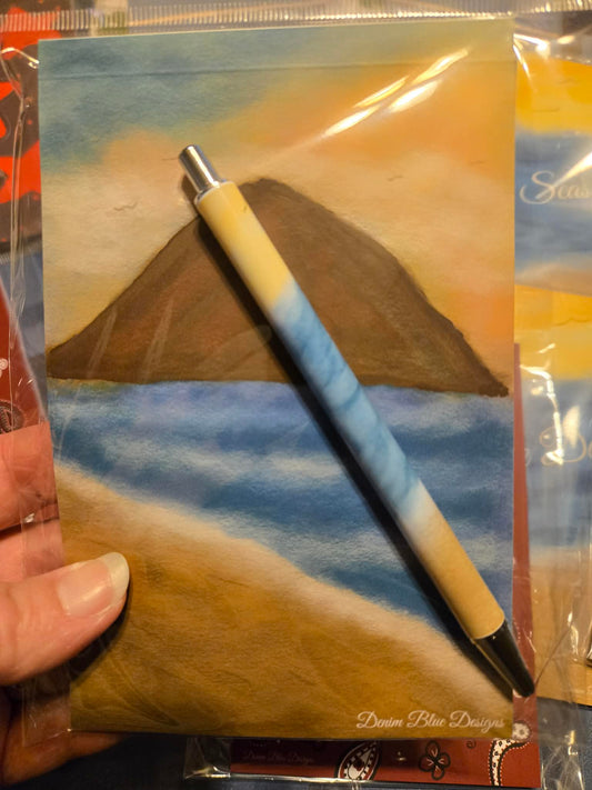 Hand Drawn Morro Rock Notepad with Cover and Coordinating Pen