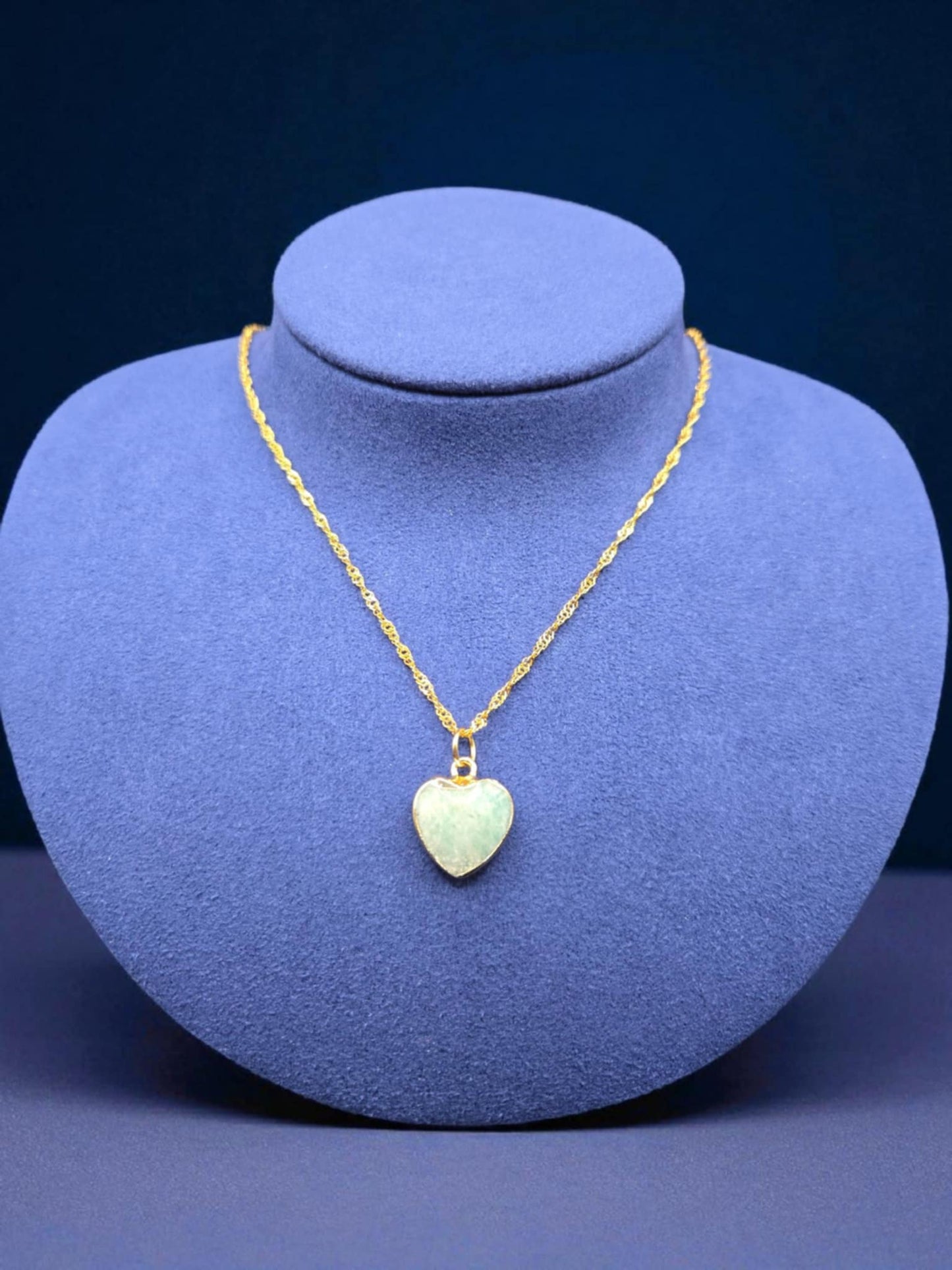 Natural Amazonite Stone Pendant on an 18K Gold PVD Stainless Steel Singapore Chain