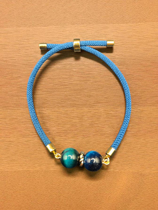Blue Peacock Tiger Eye Natural Stone Beaded Bracelet