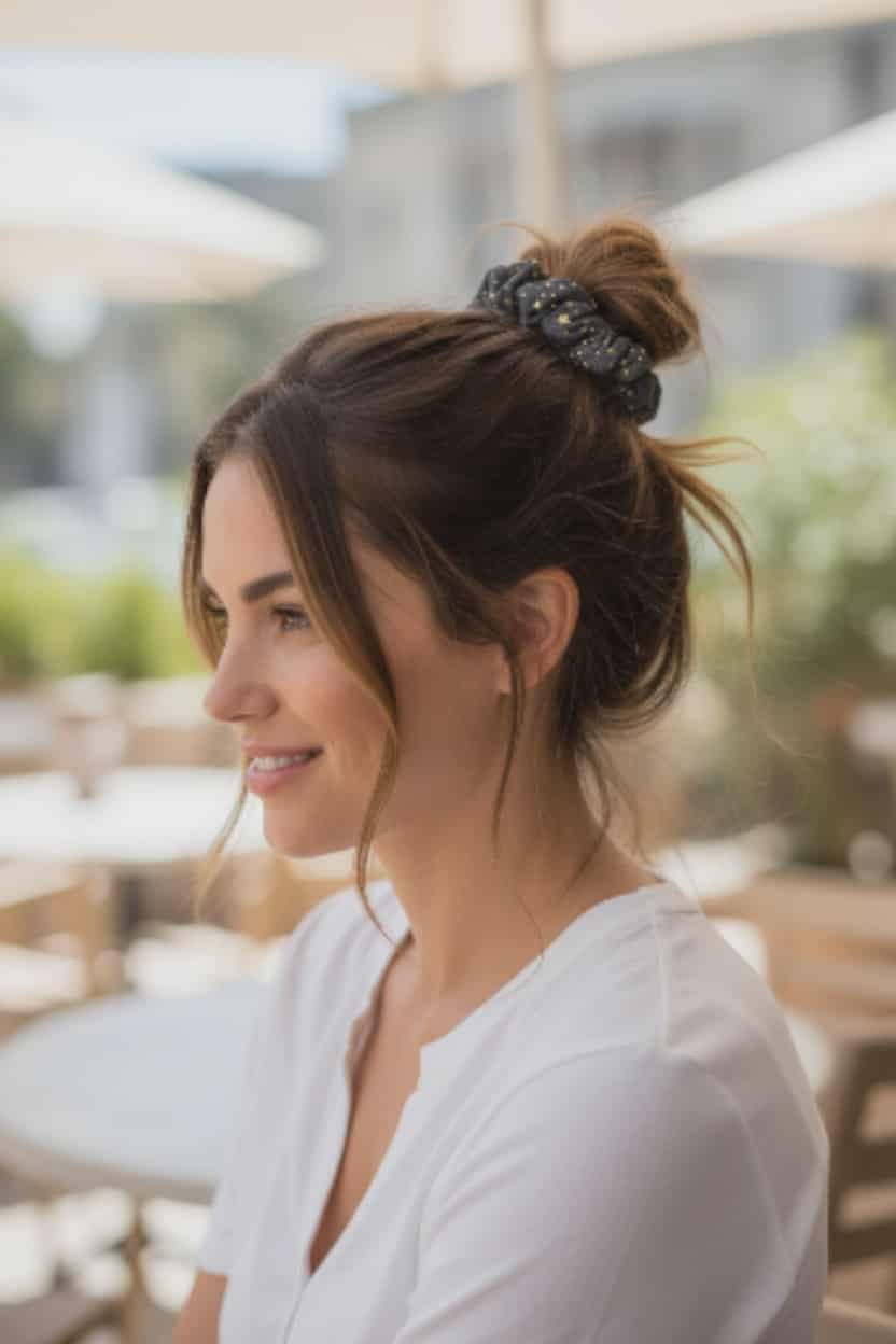 Navy Golden Star Scrunchie