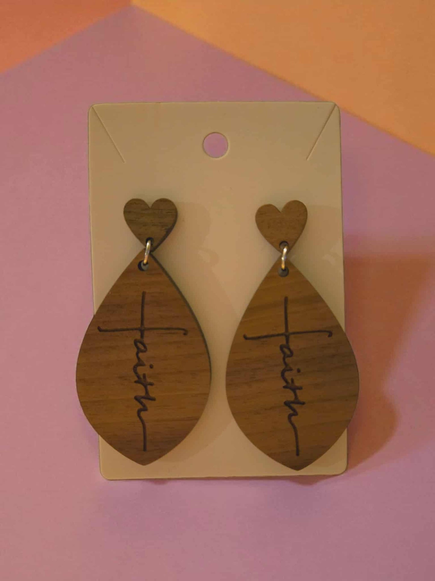 Faith Wooden Dangle Earrings