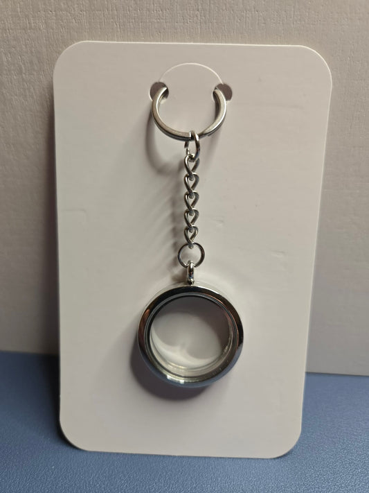 Silver Circle Floating Living Memory Locket Keychain