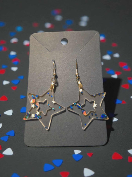Patriotic Star Dangle Earrings