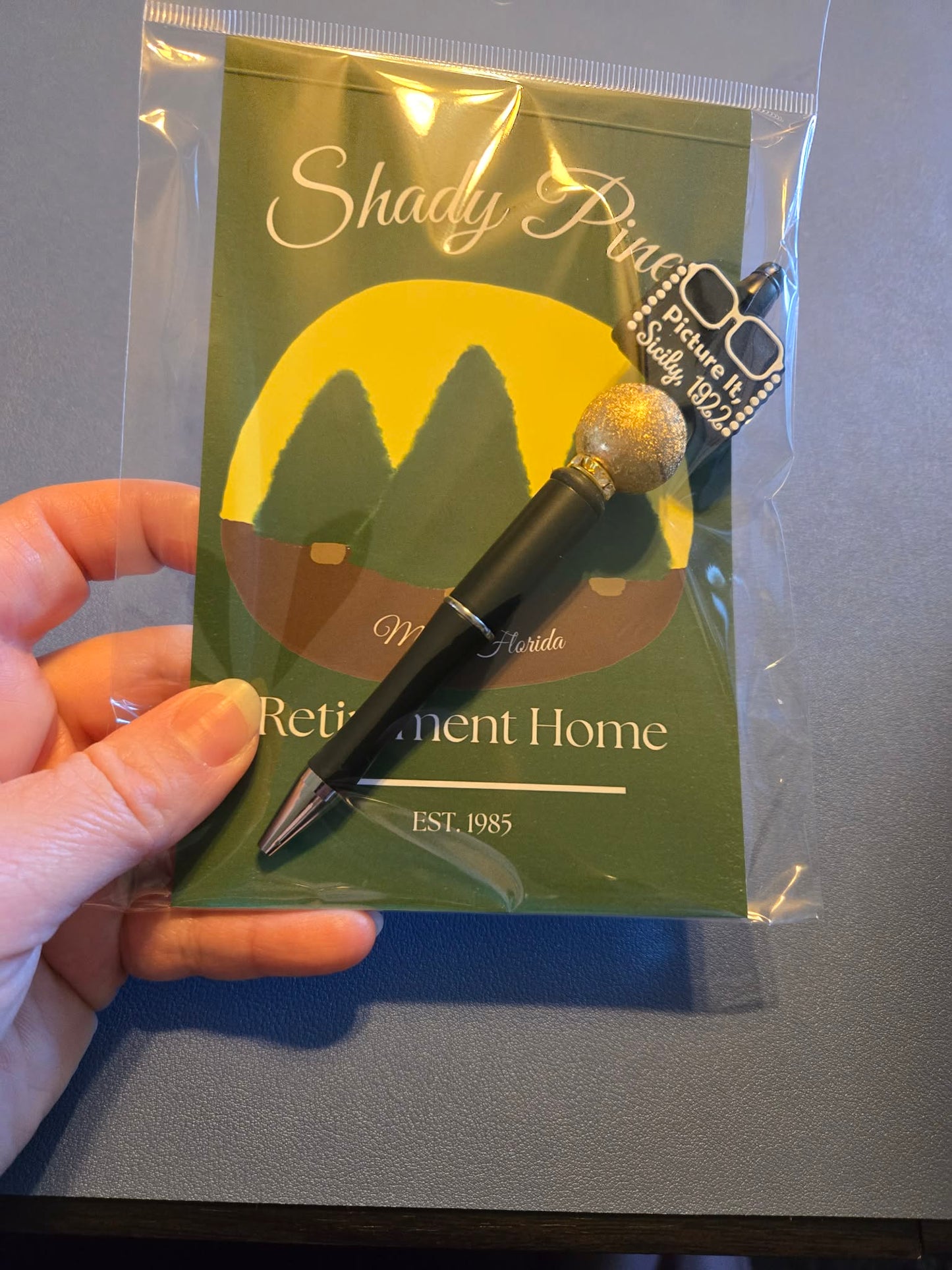 Hand Drawn Shady Pines Notepad with Cover and Coordinating Pen (Exact Focal Beads Will Vary)