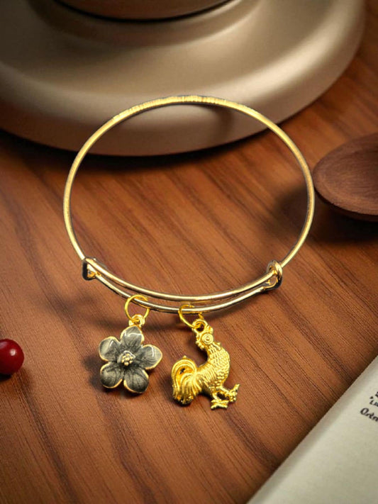 Nothin But Chicken Scratch Charm Bangle Bracelet