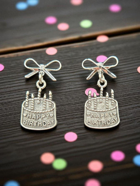 Happy Birthday Bow Dangle Earrings