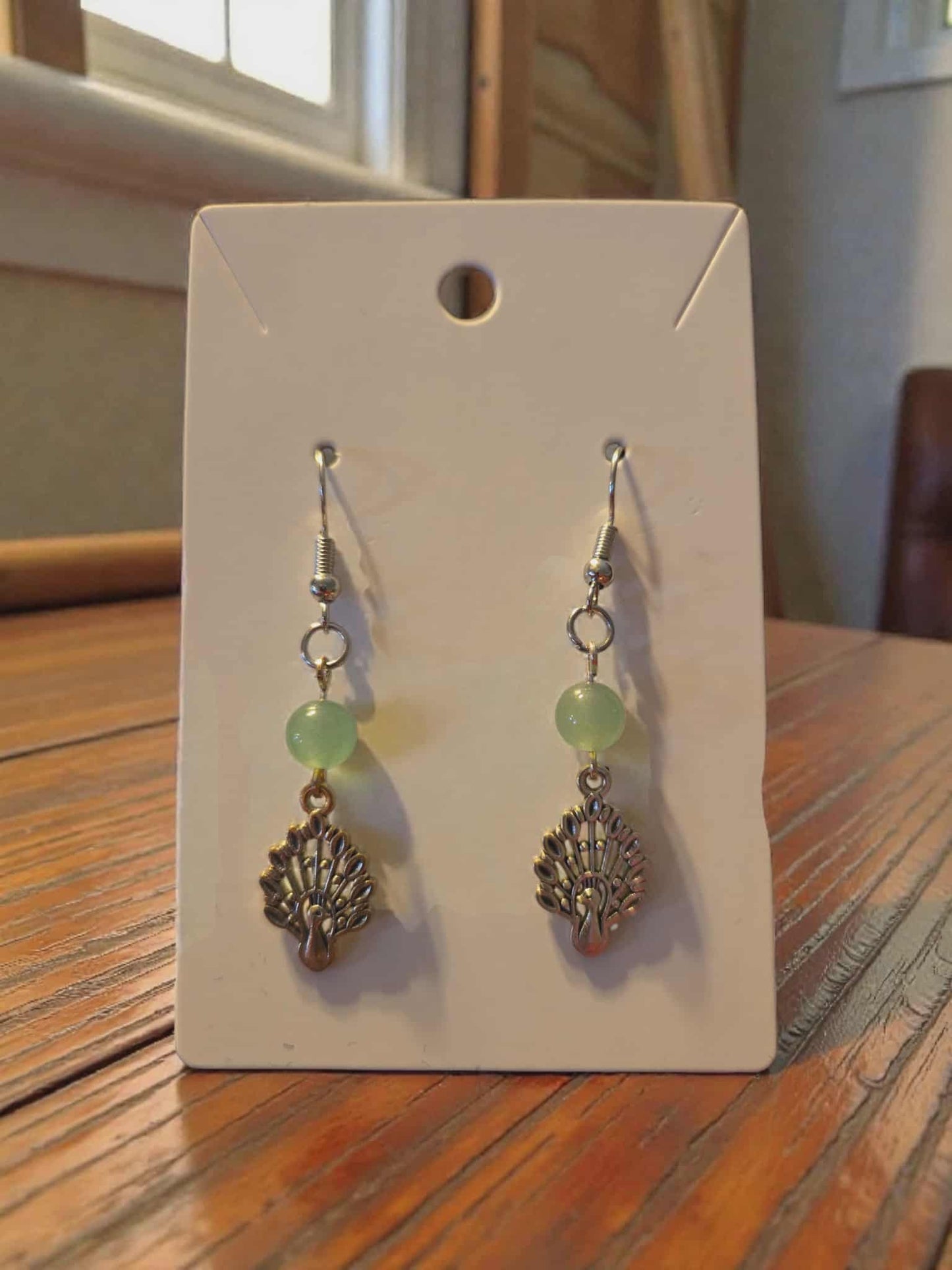 Always Be the Peacock Natural Stone Aquamarine Dangle Earrings