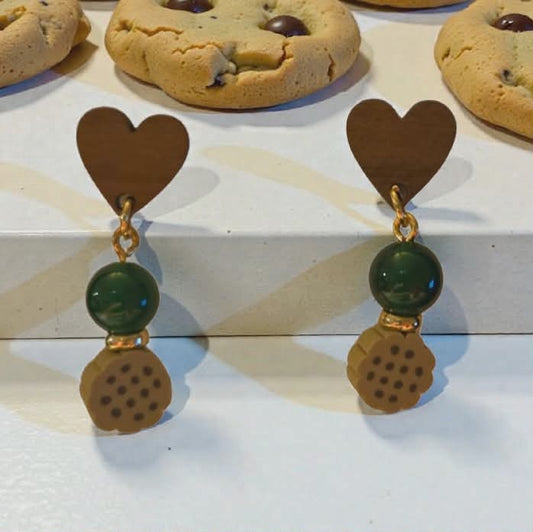 It's Cookie Time Wooden Heart Dangle Earrings