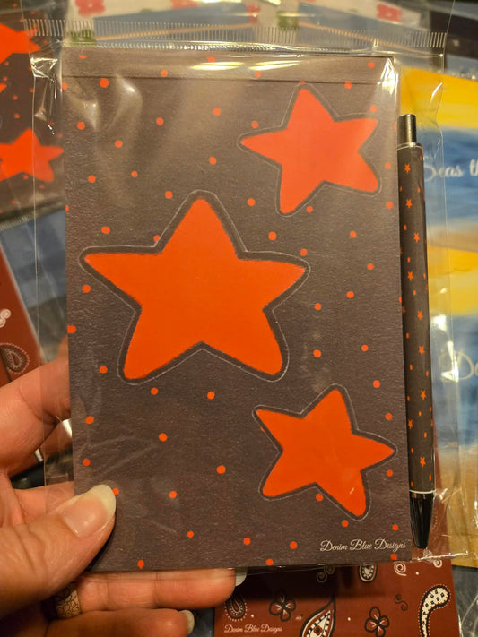 Hand Drawn Star Notepad with Cover with Coordinating Pen