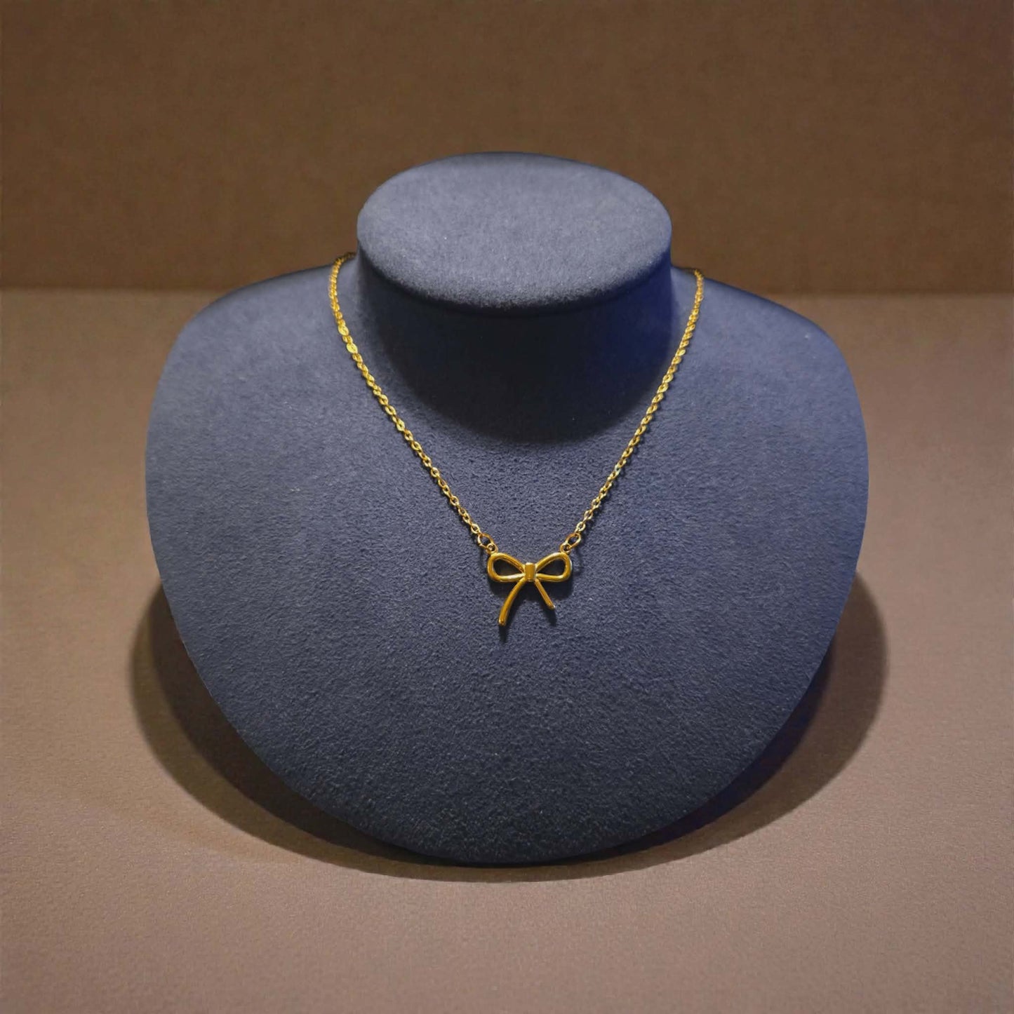 Golden Bow Connector Charm on 18" Cable Chain