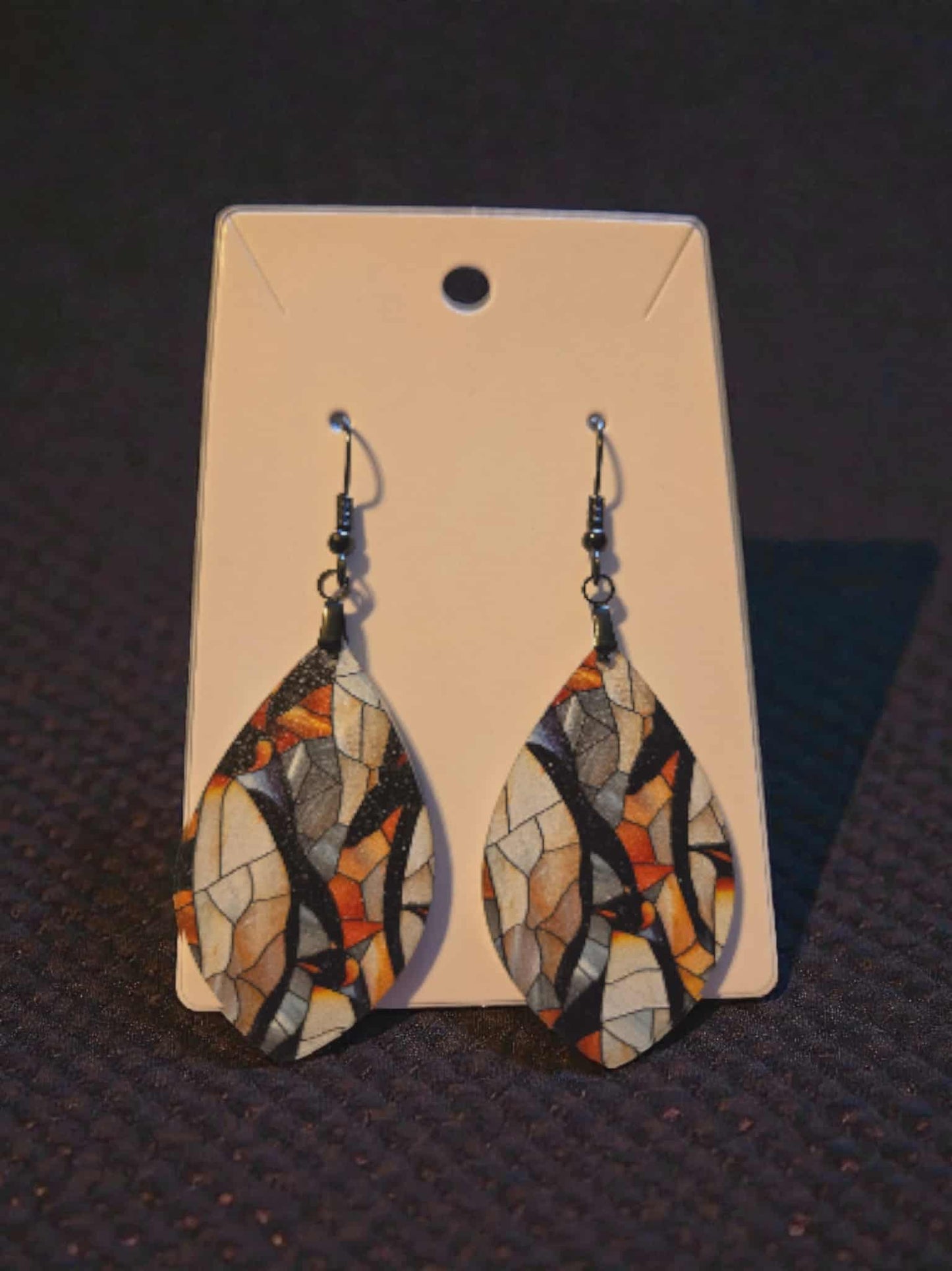 Dark Stained Glass Dangle Earrings