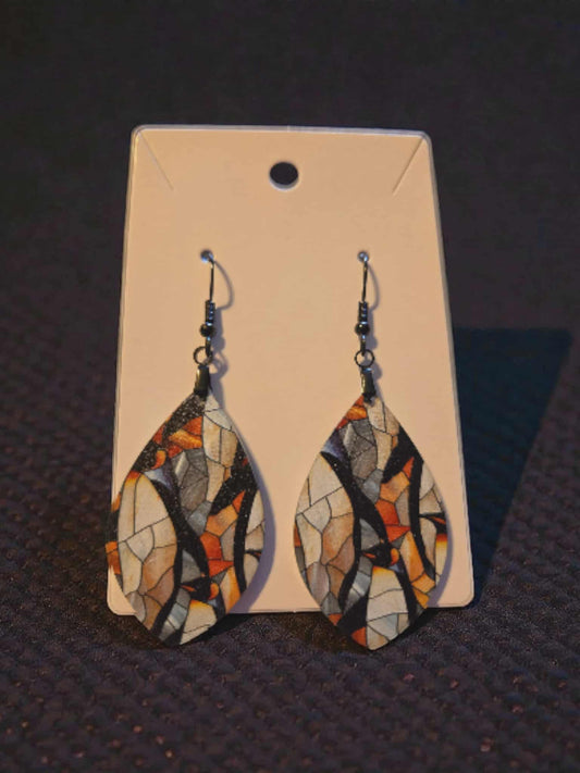 Dark Stained Glass Dangle Earrings