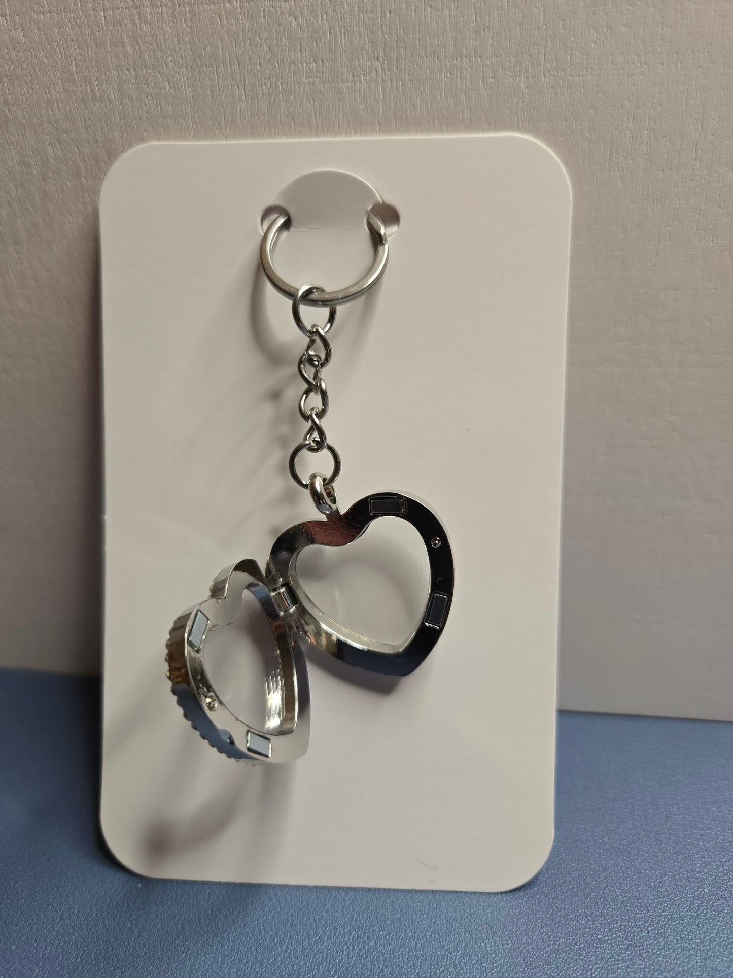 Silver Heart Floating Living Memory Locket Keychain