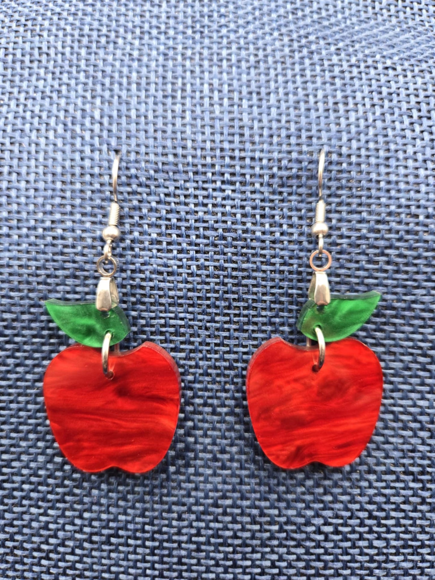 Red Apple Dangle Stainless Steel Earrings