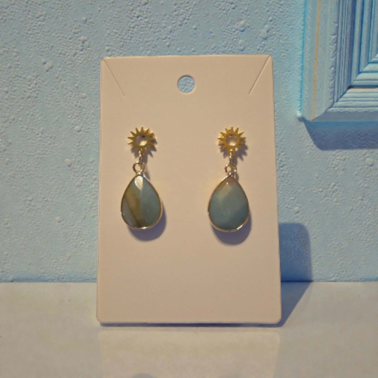 Sunburst Natural Stone Dangle Earrings