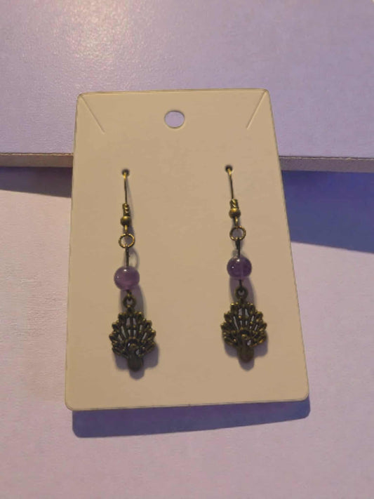 Always Be the Peacock Natural Stone Purple Dangle Earrings
