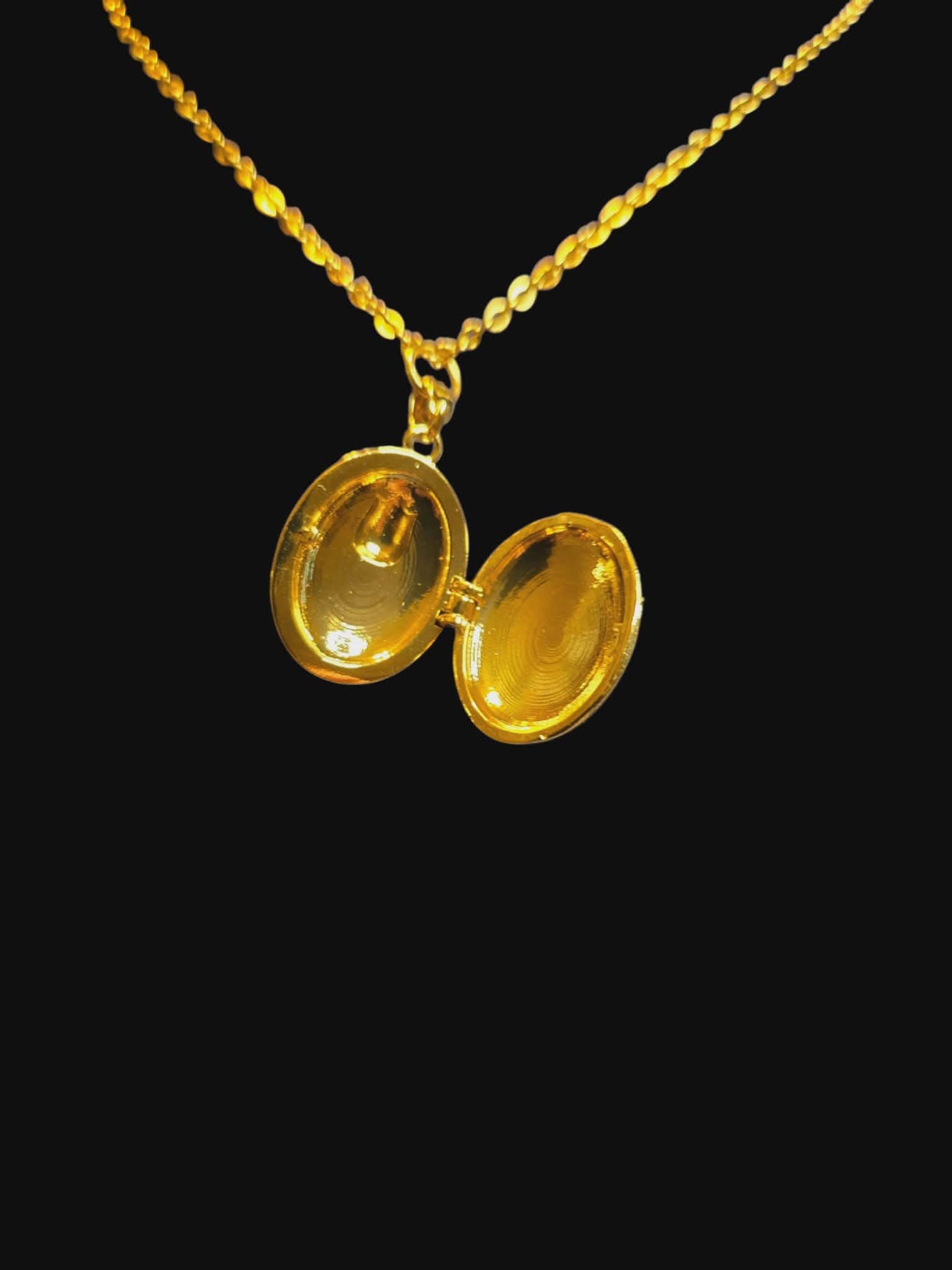 Pink and Golden Tulip Oval Locket Necklace