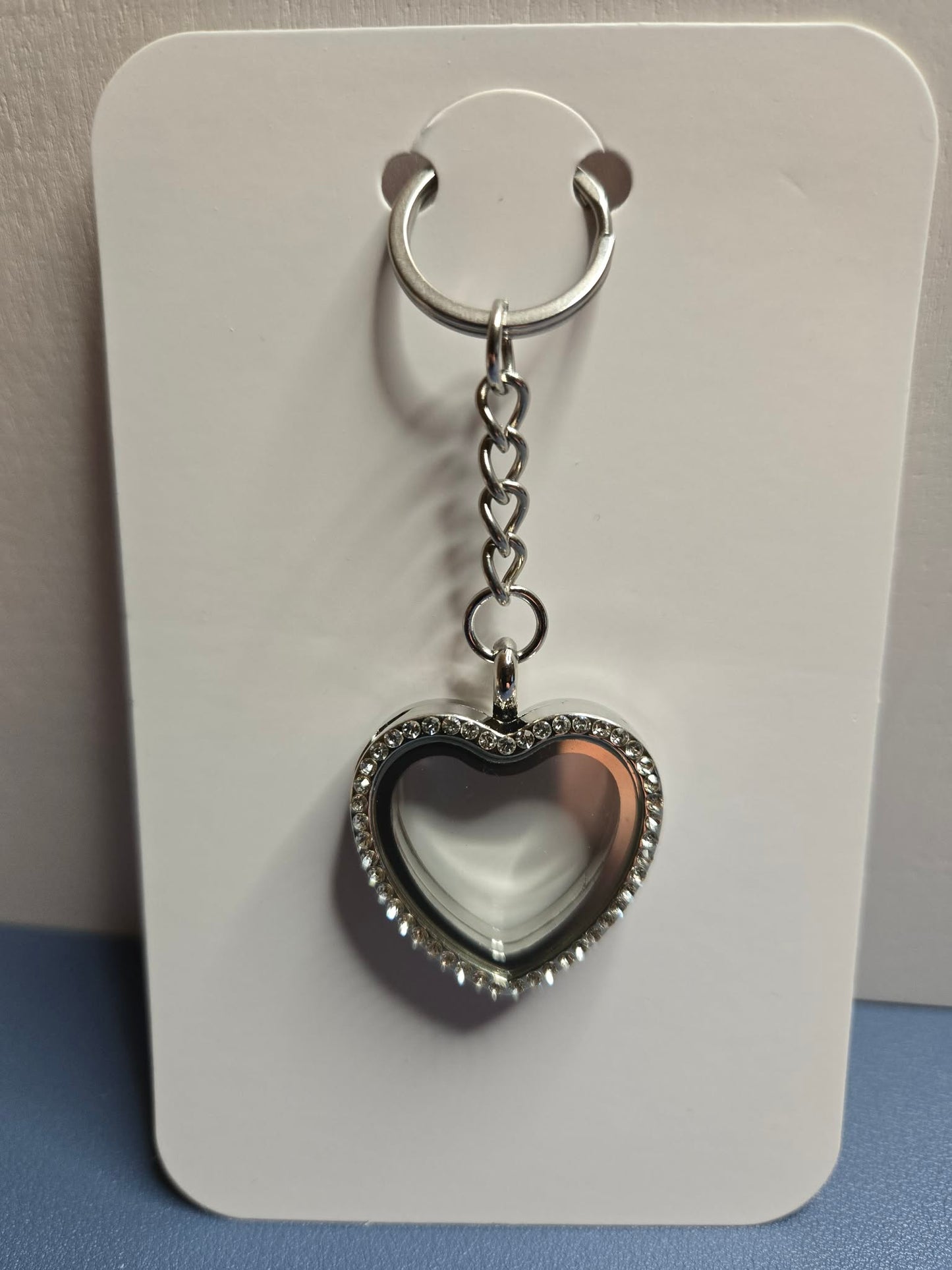 Silver Heart Floating Living Memory Locket Keychain