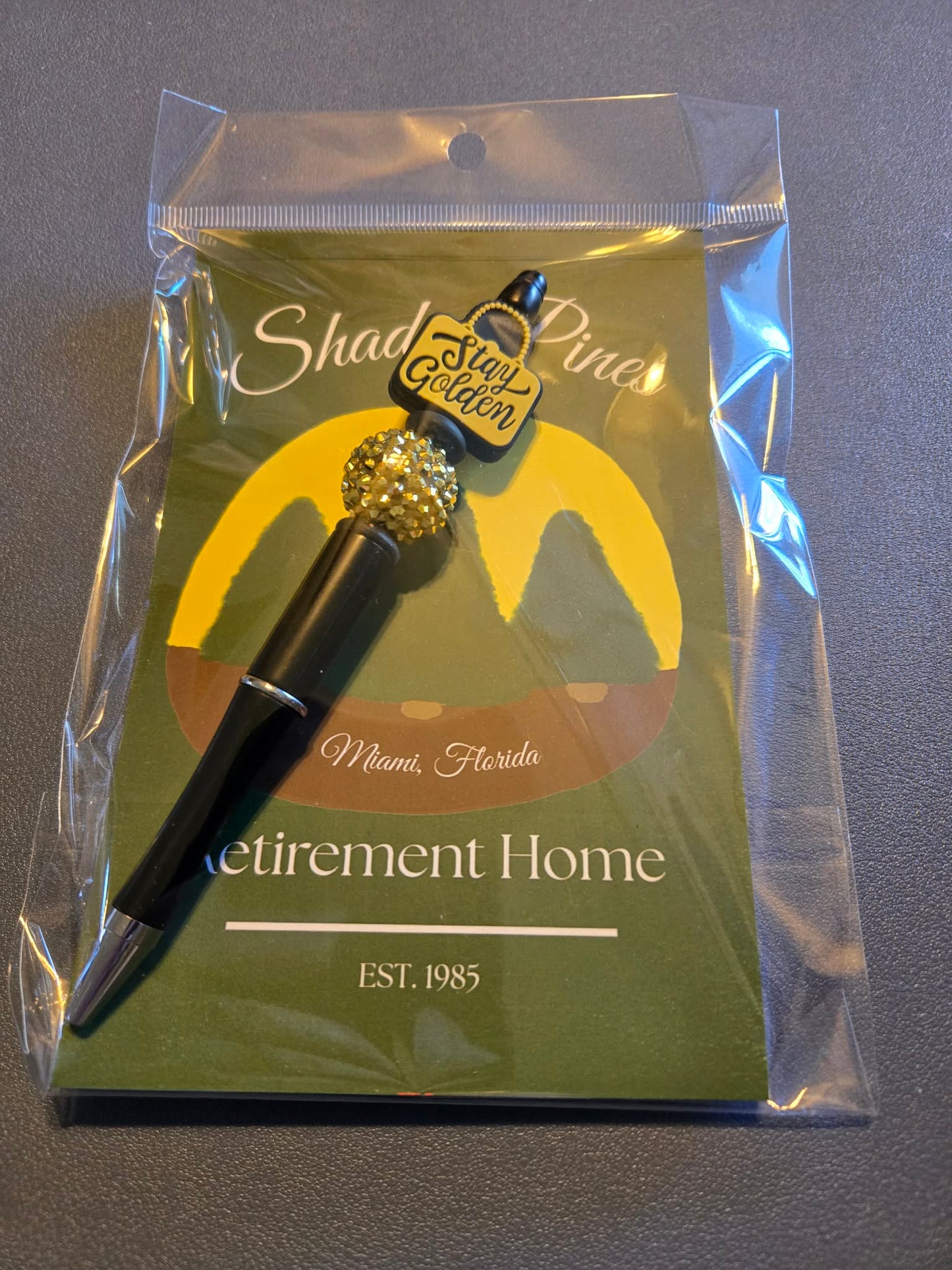 Hand Drawn Shady Pines Notepad with Cover and Coordinating Pen (Exact Focal Beads Will Vary)