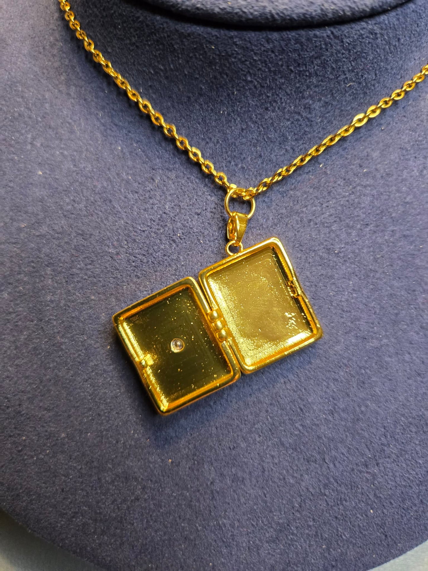 Teal and Golden Book Locket Necklace