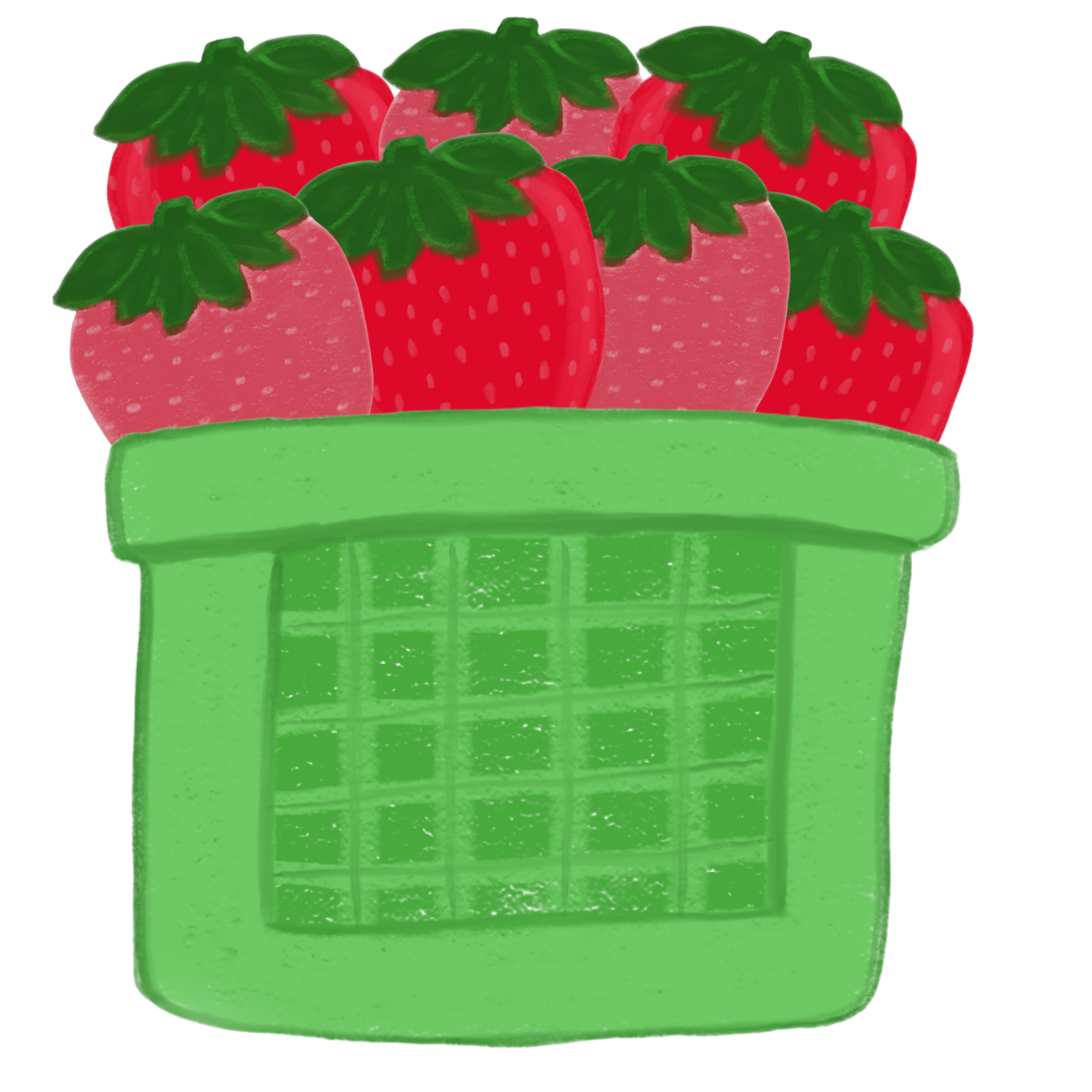 Hand Drawn Basket of Strawberries Vinyl Sticker