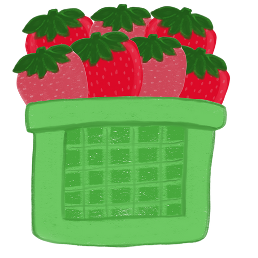 Hand Drawn Strawberry Card with Coordinating Sticker
